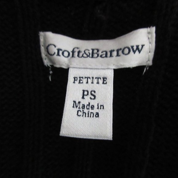Croft & Barrow Open Cardigan Sz PS Black Sleeveless Cable Knit Long Vest Sweater - Picture 5 of 8